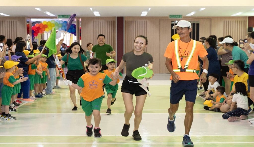 Participants seen dashing to finish the race at one of the mini olympics event